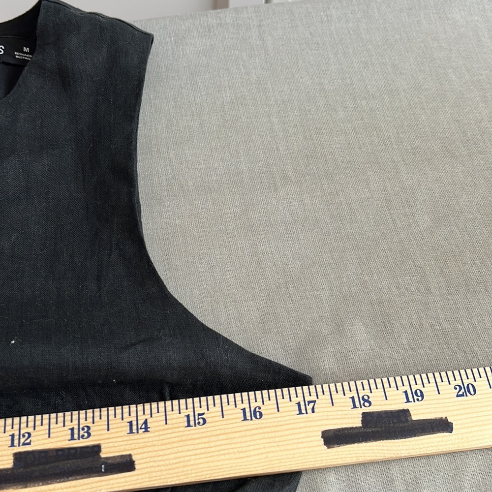 LIONESS Black Linen Mini Dress Sz Medium - Picture 11 of 12